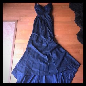 Special occasion dress, lace up back, blue sz 3